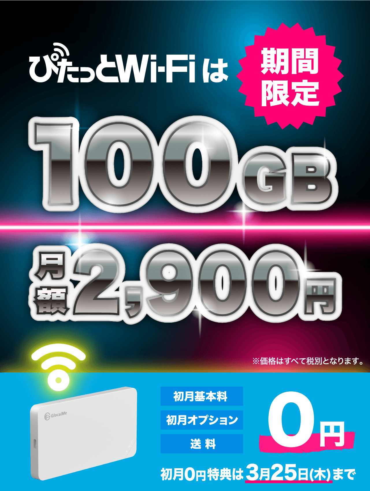 100GBプラン 月額2,900円キャンペーン実施中 SP