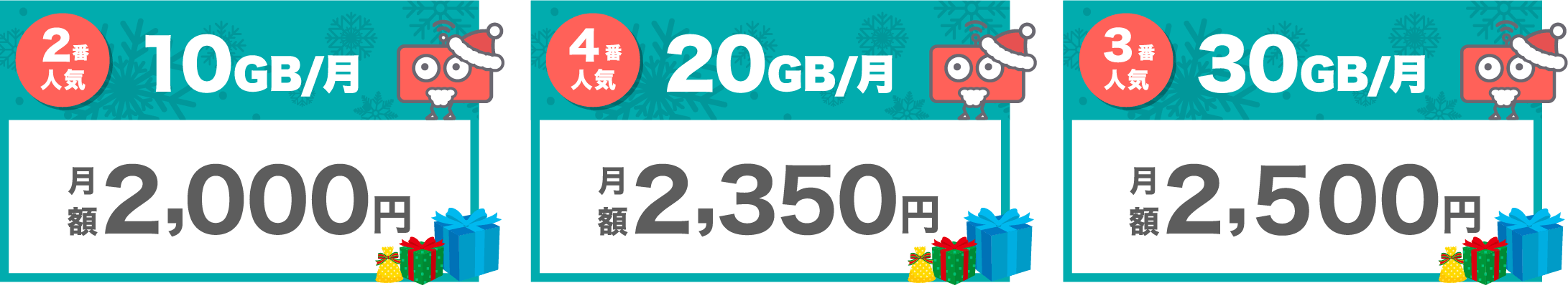 料金プラン 10,20,30GB PC