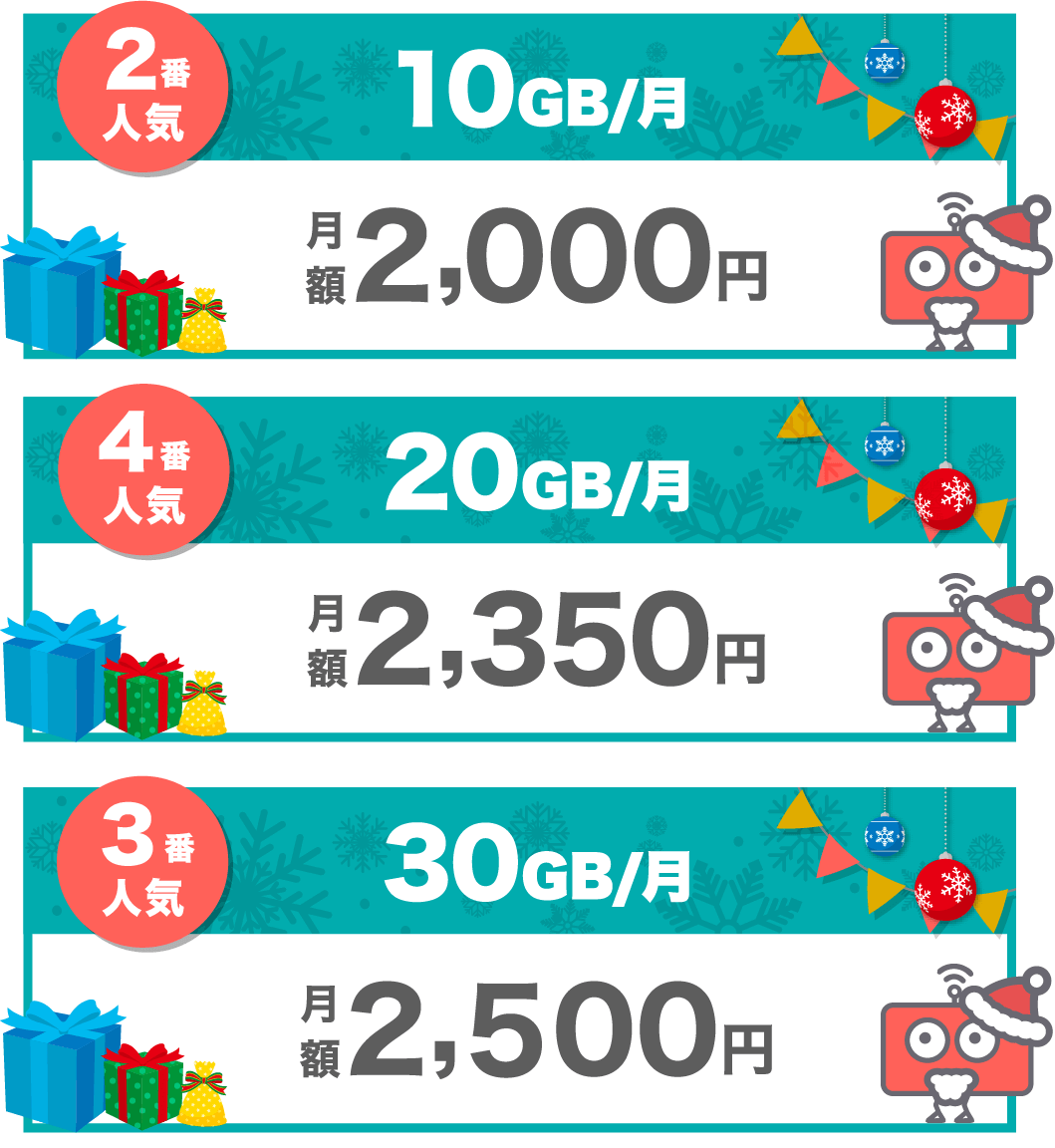 料金プラン 10,20,30GB SP